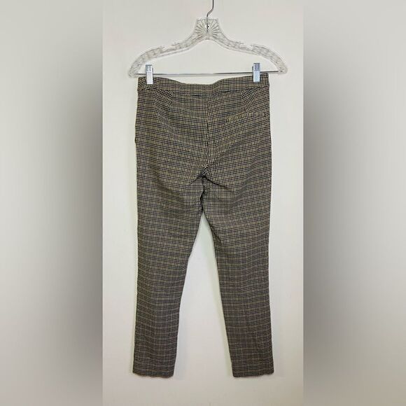 ZARA Basic Tan Plaid Skinny Pant Ruffle Pockets Medium - Picture 7 of 11